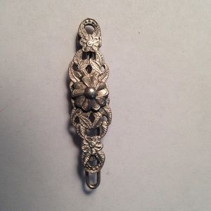 Vintage silver tone flower hair barrette